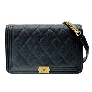 CHANEL Authentic Black Caviar Leather Wallet